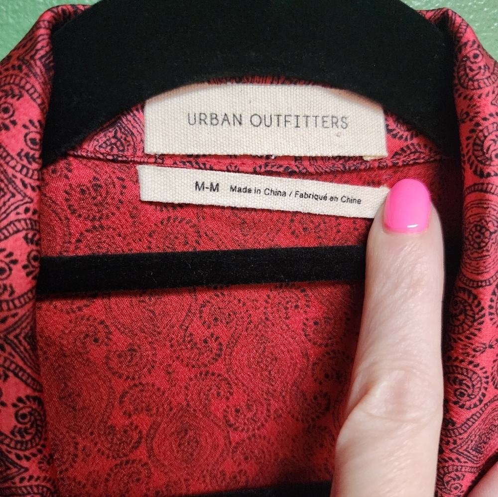 Urban Outfitters Paisley Wrap Blouse | Tie Front | Red | Size M - Picture 3 of 5